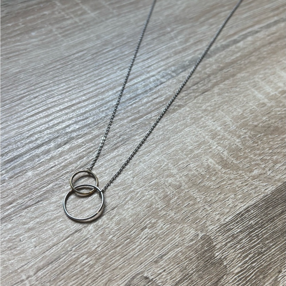 Elegant Silver and Gold Interlocking Circle Necklace